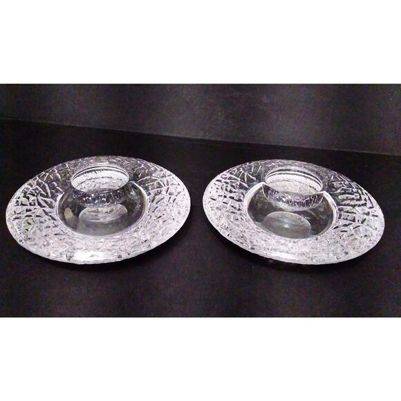 Orrefors Swedish Crystal Discus Tea Light Candle Holders - Picture 1 of 3